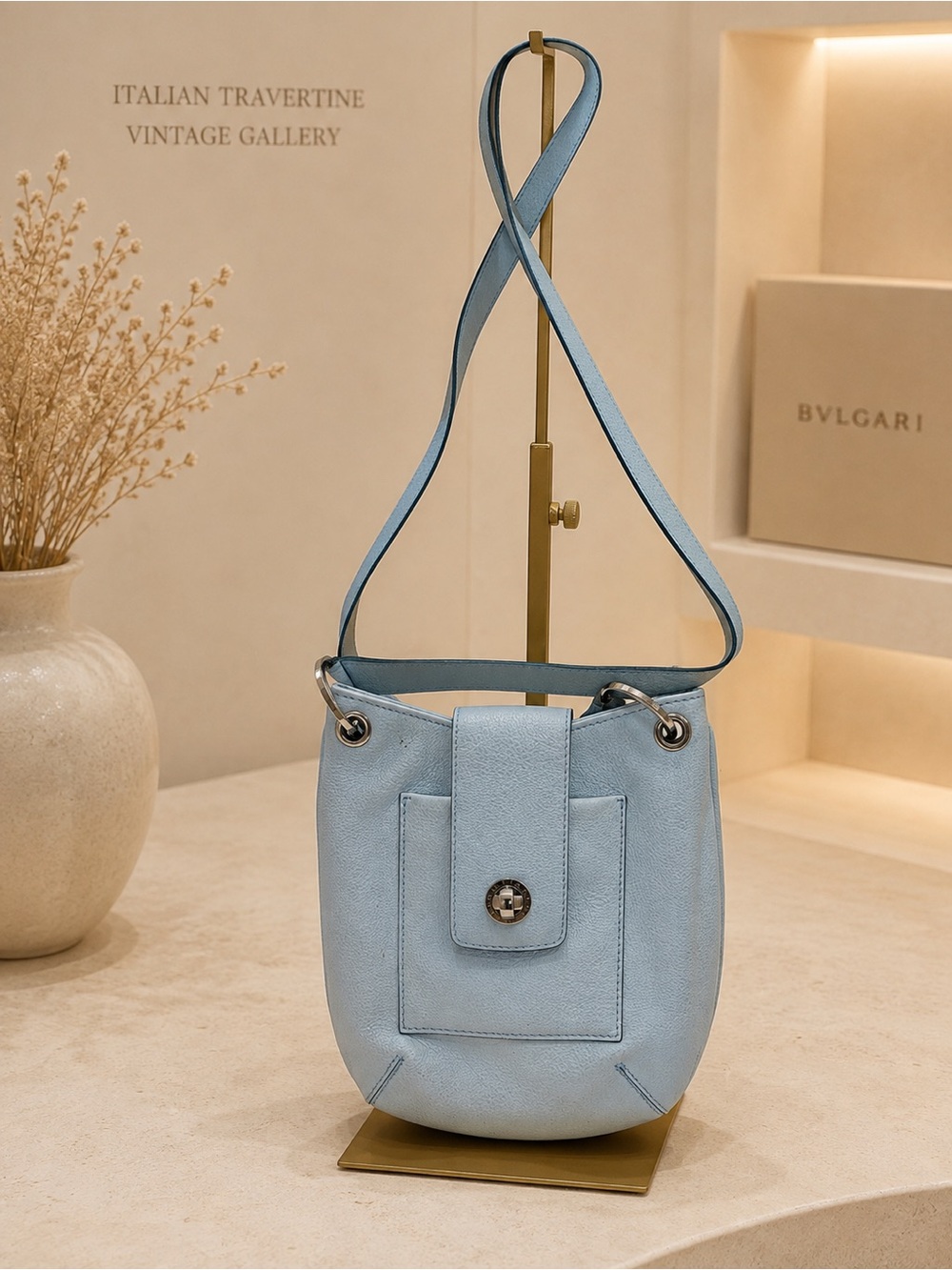 BVLGARI Baby Blue Leather Crossbody Bag - Picture 6 of 12
